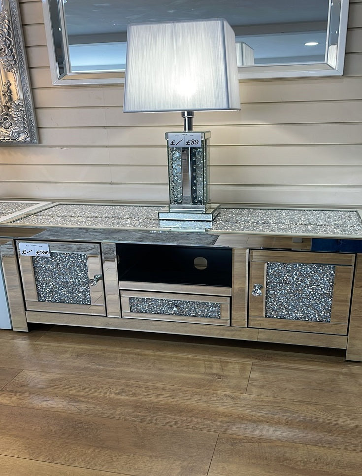 Mirrored Rhinestone Television Cabinet