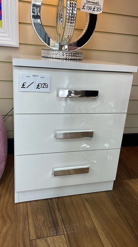 White Gloss Plain Bedside