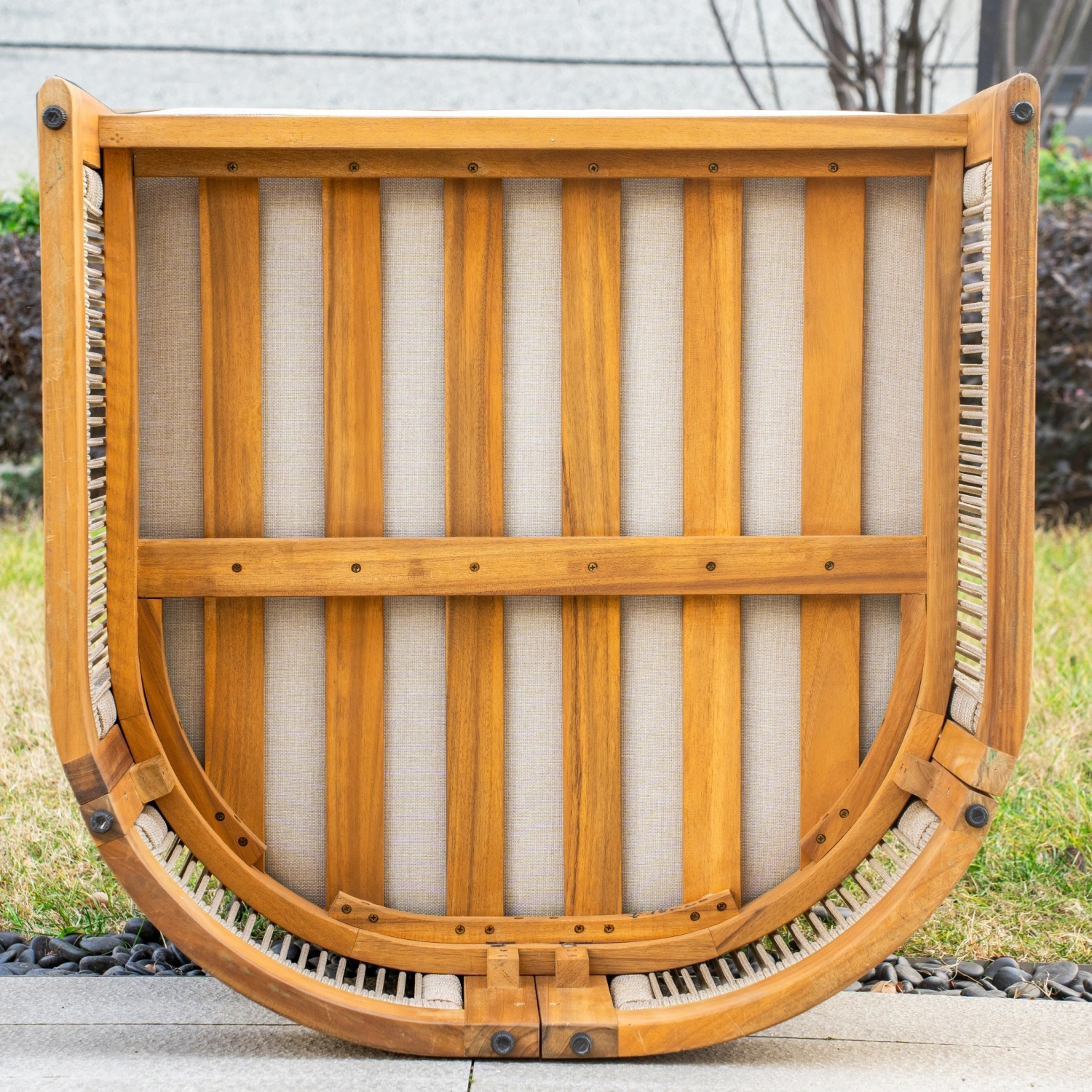 Caven Solid Wood Outdoor Armchair with Rope Detail - Image 4