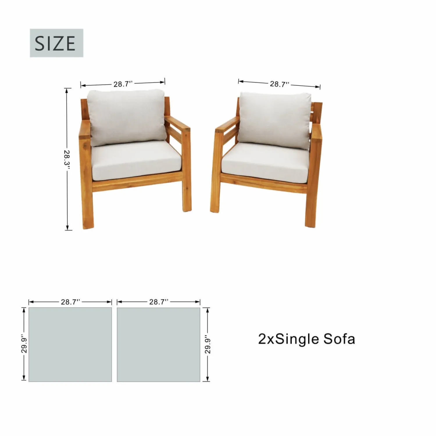 Solid Acacia Wood 2-Seater Garden Lounge Set with Teak Finish - Image 8