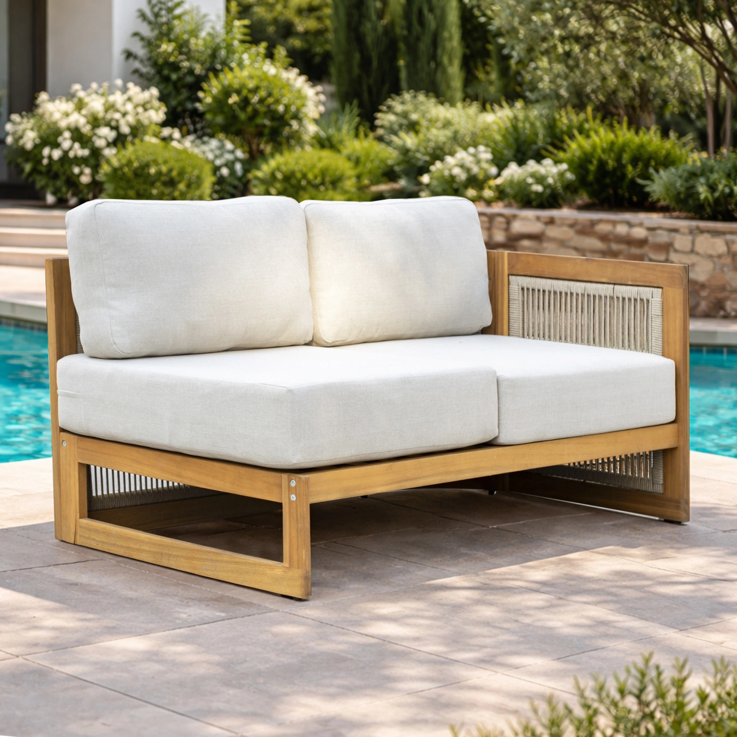 Caven Solid Wood Left Arm Outdoor Sofa with Reclining Seat - Image 2