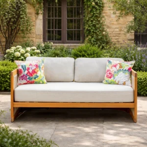 Caven Solid Wood 2-Seater Garden Sofa with Rope Detail