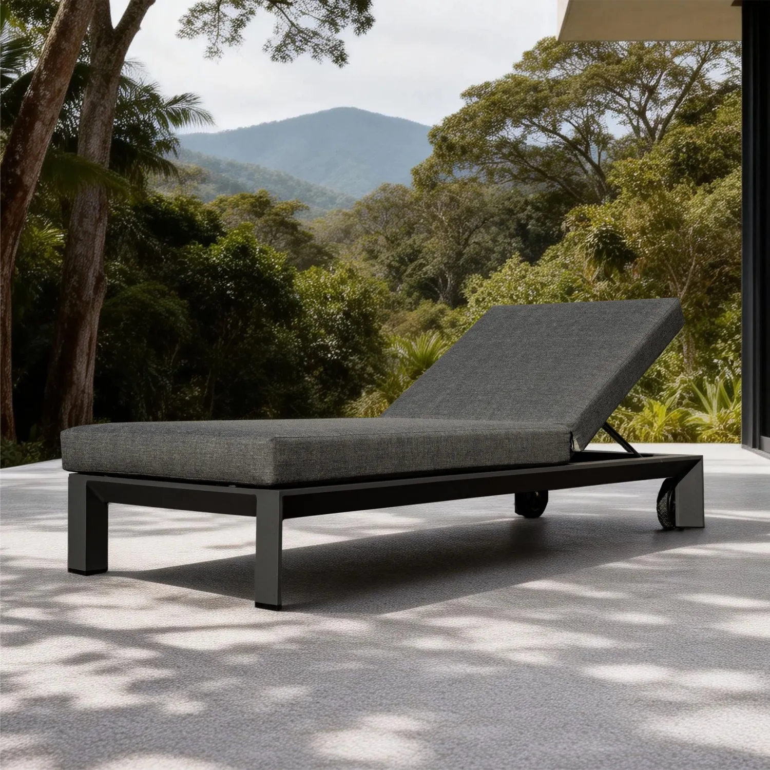 Arve Aluminium Sun Lounger with 13cm Cushion and Wheels - Image 3