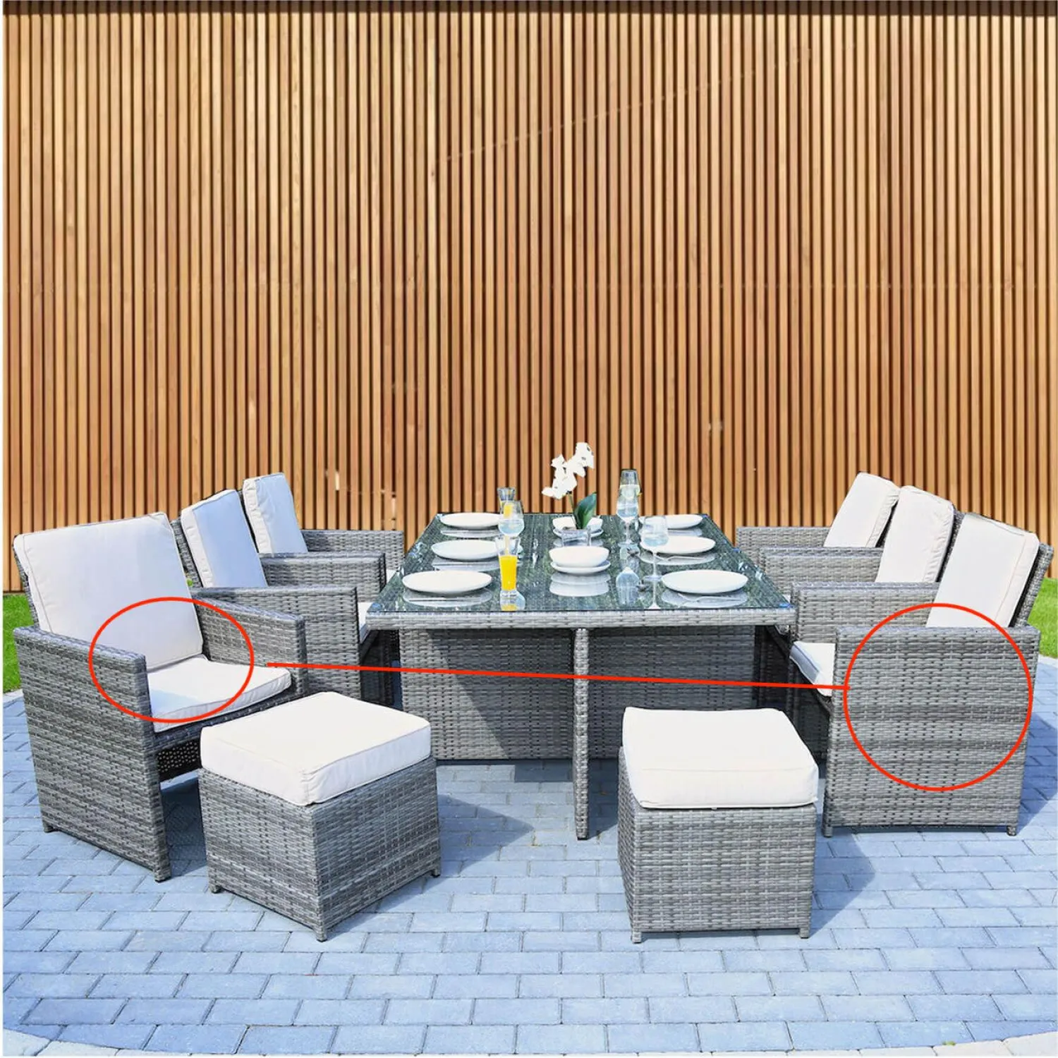 Carmel Set of 2 Rattan Garden Armchairs with Flip-Up Backs - Image 2