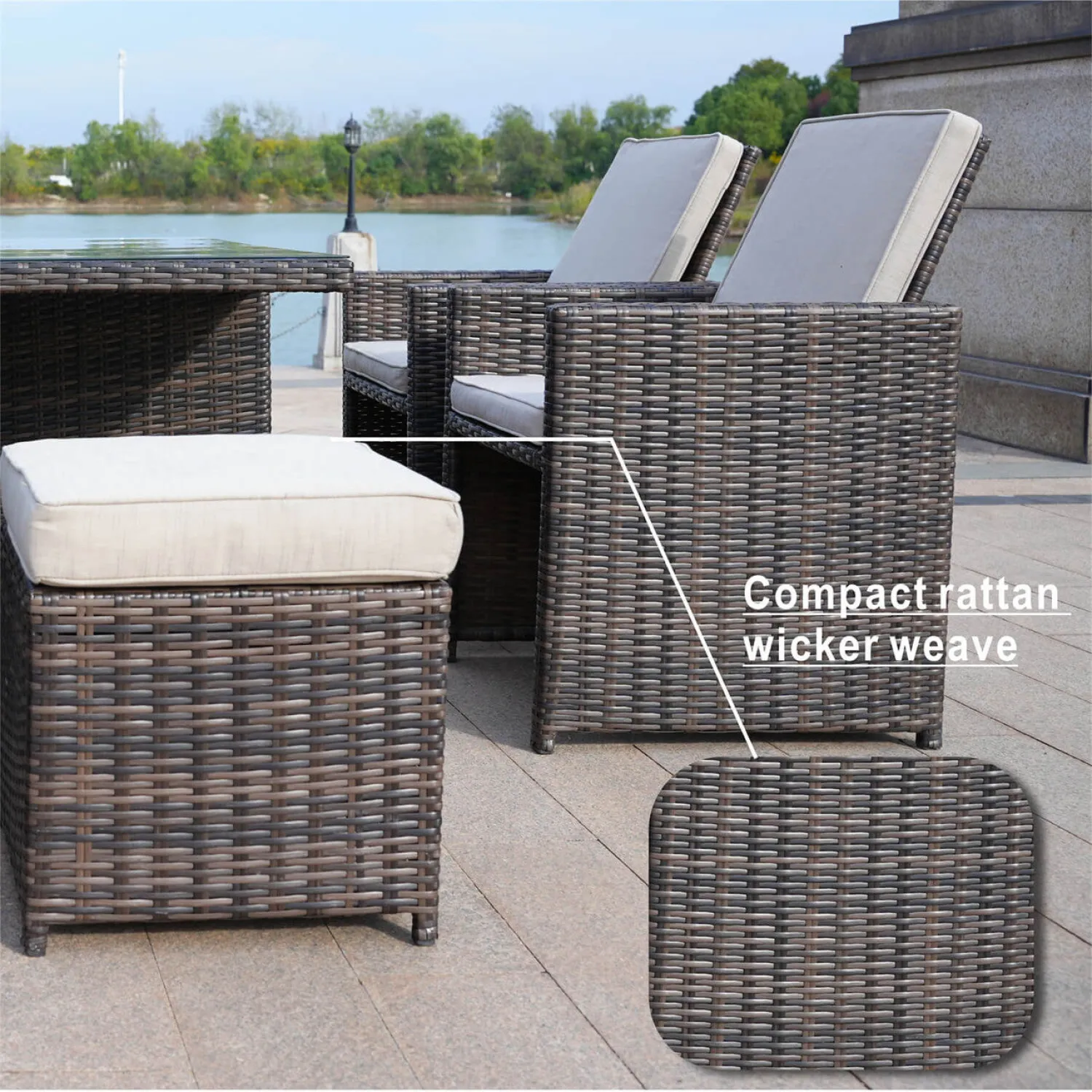 Carmel Set of 2 Rattan Garden Armchairs with Flip-Up Backs - Image 8