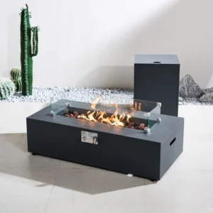 ZENITH Modular Steel Gas Fire Pit Table Set with Side Table
