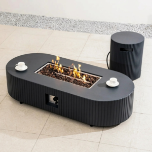 Mimo LYRIN Terrafab Gas Fire Pit Table with Side Table
