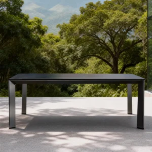 Arve 200cm Aluminium Outdoor Dining Table with Stone-Effect Ceramic Glass Top