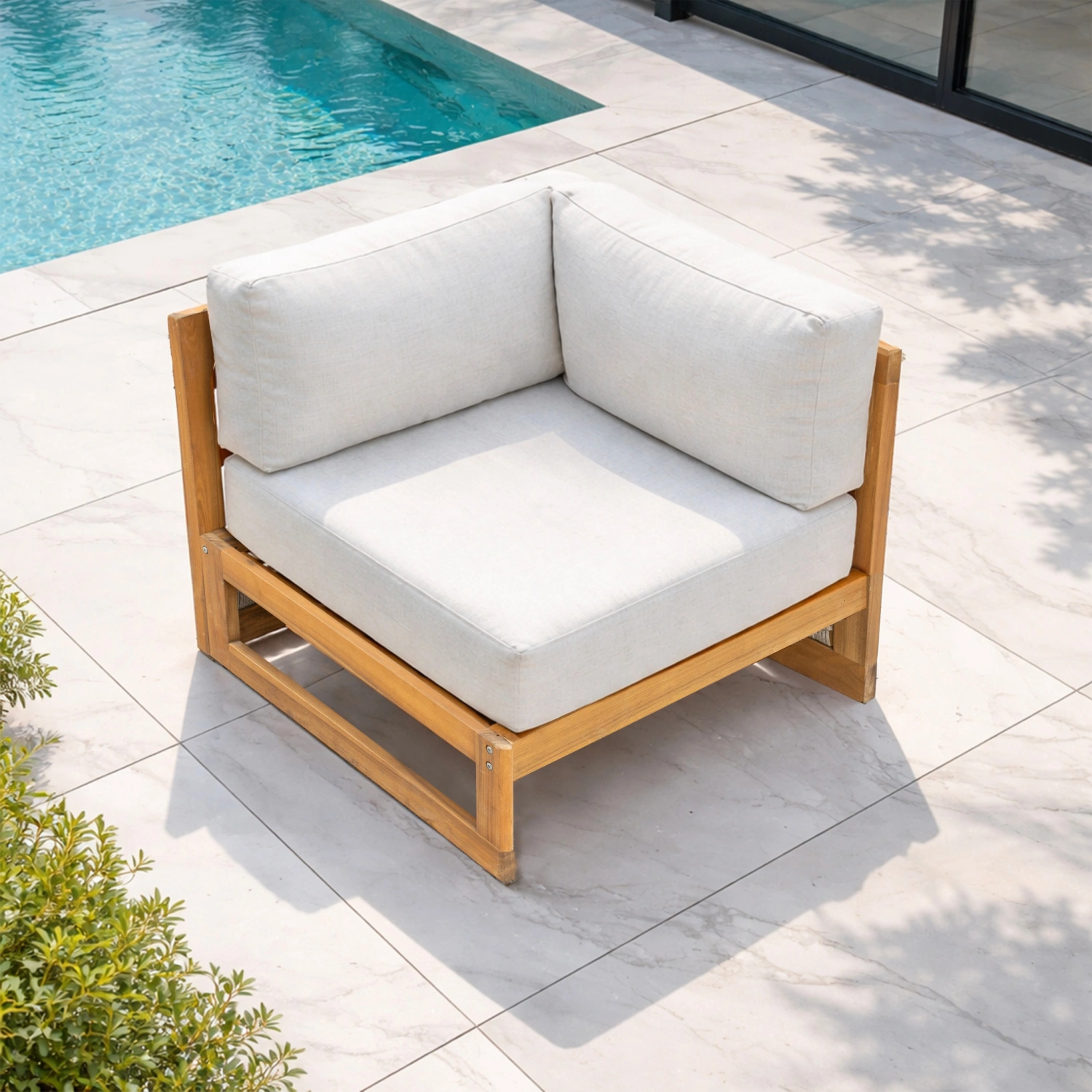 Caven Solid Wood Outdoor Corner Sofa with 20cm Thick Cushions - Image 2