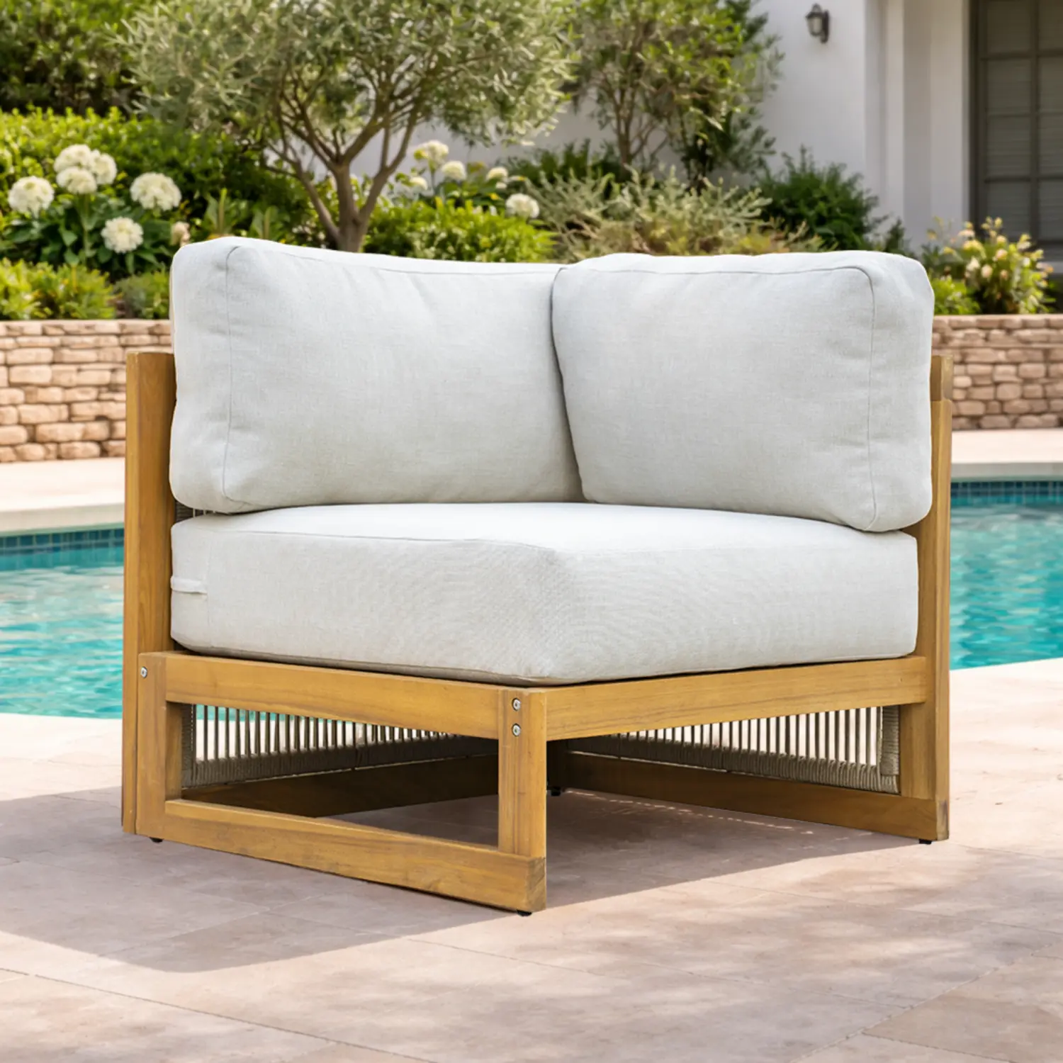Caven Solid Wood Outdoor Corner Sofa with 20cm Thick Cushions - Image 3