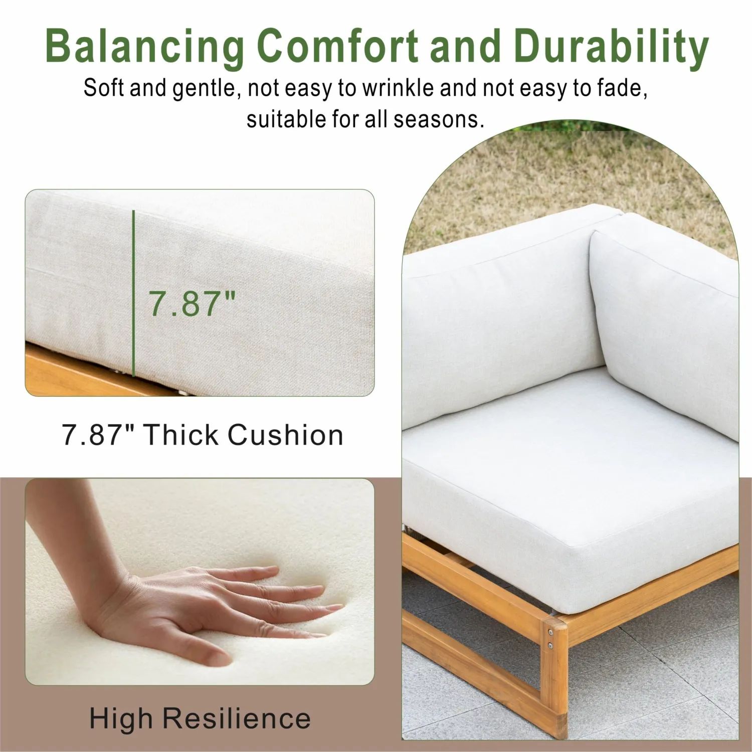 Caven Solid Wood Outdoor Corner Sofa with 20cm Thick Cushions - Image 6