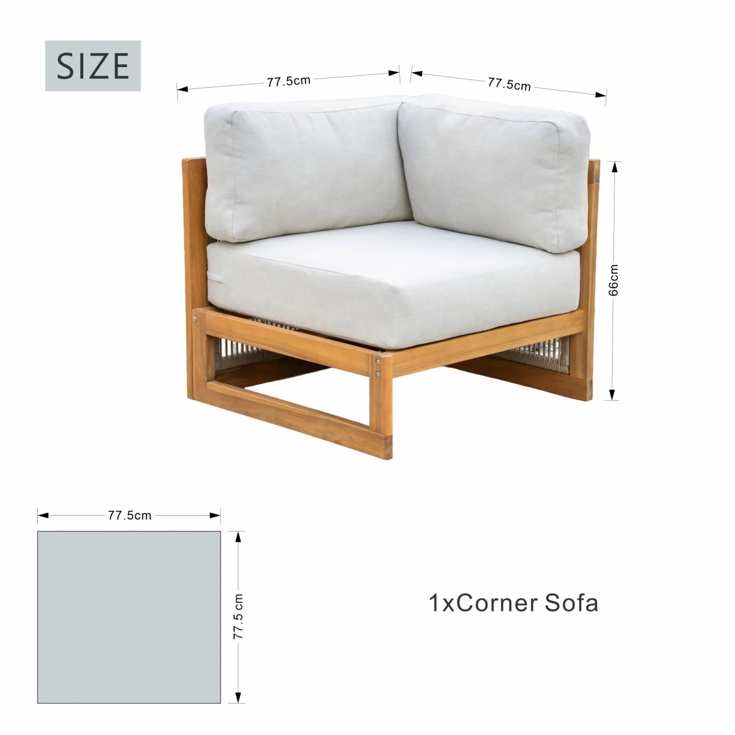 Caven Solid Wood Outdoor Corner Sofa with 20cm Thick Cushions - Image 8