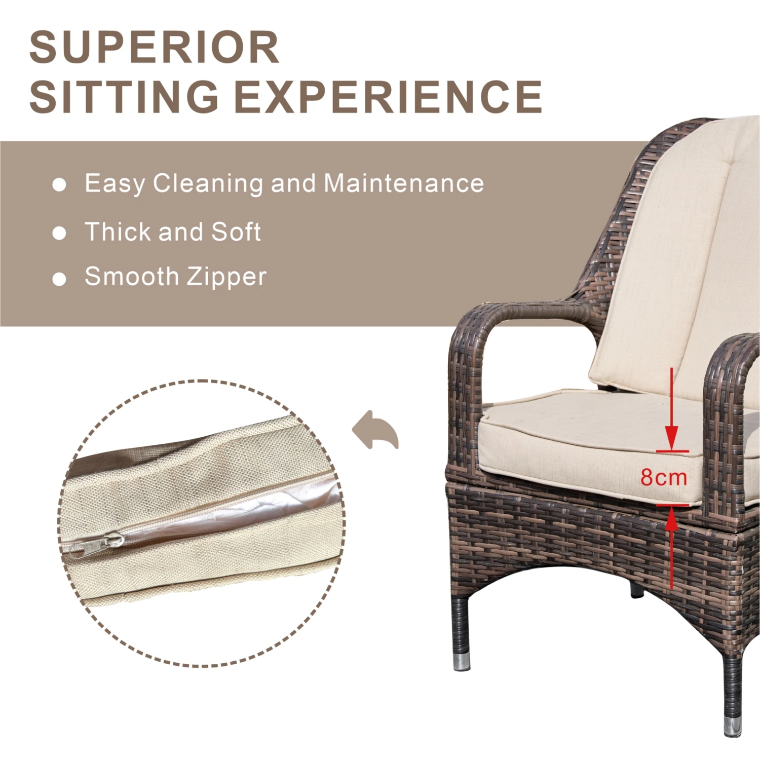 Saint-Malo Set of 2 Brown Outdoor Rattan Garden Dining Armchairs - Image 4