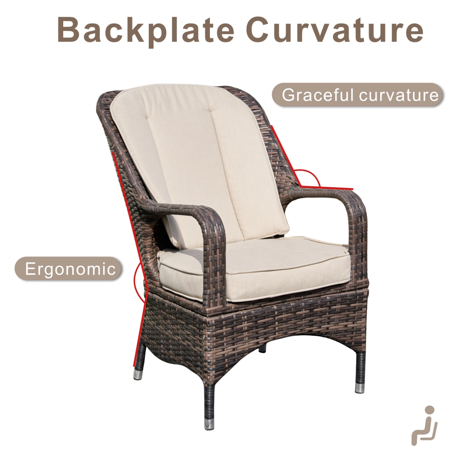 Saint-Malo Set of 2 Brown Outdoor Rattan Garden Dining Armchairs - Image 5