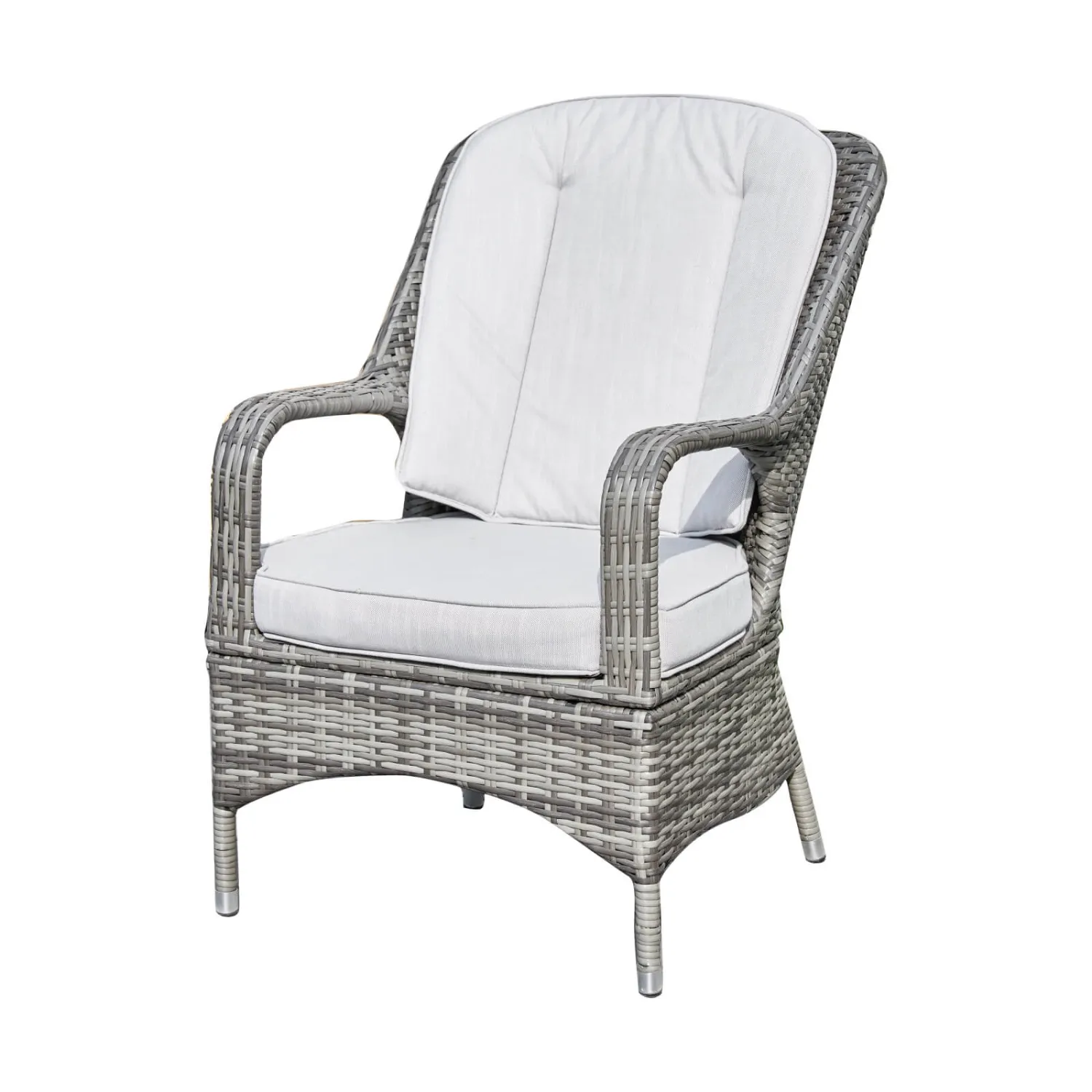Saint-Malo Set of 2 Grey Rattan Garden Dining Armchairs with Cushions - Image 12