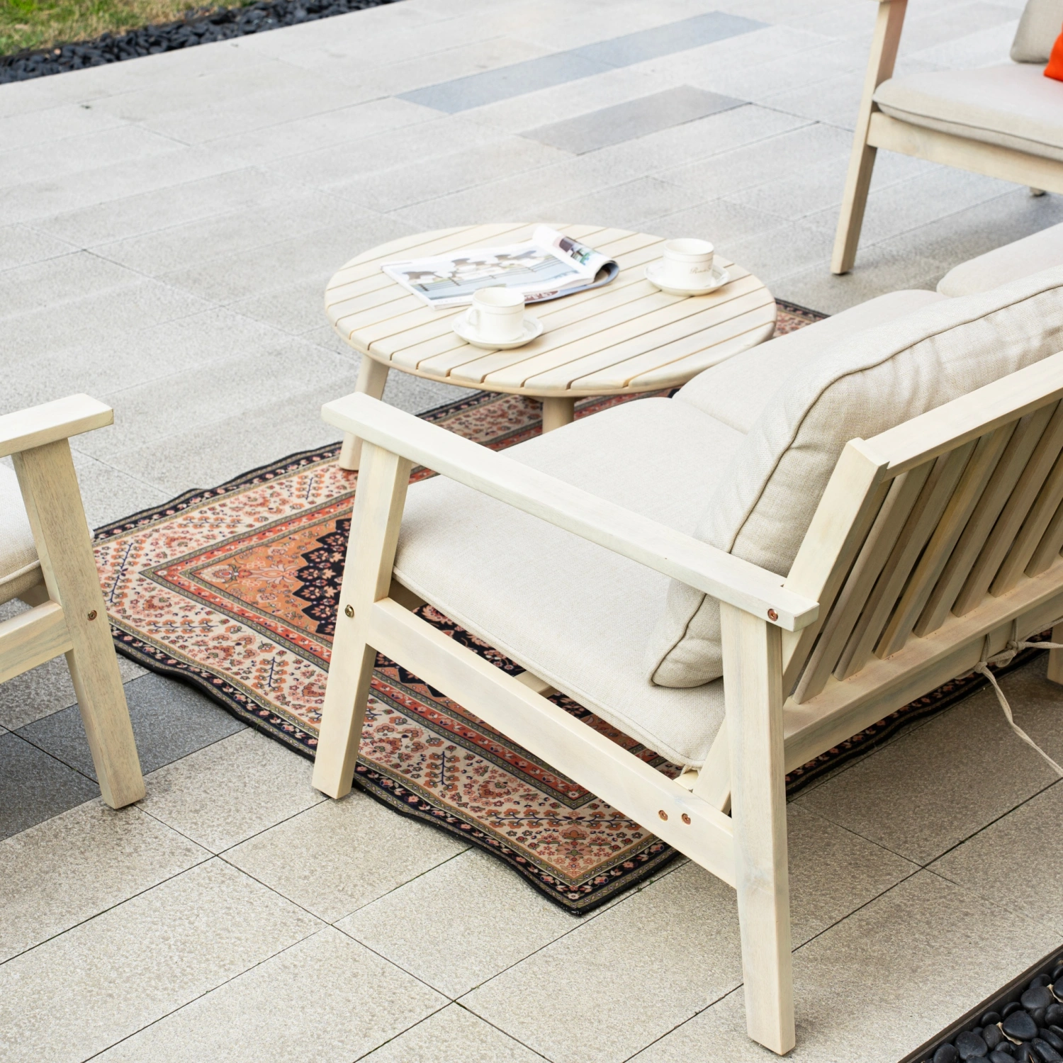 Toledo 5-Seater Wooden Outdoor Lounge Set with Round Coffee Table - Image 7