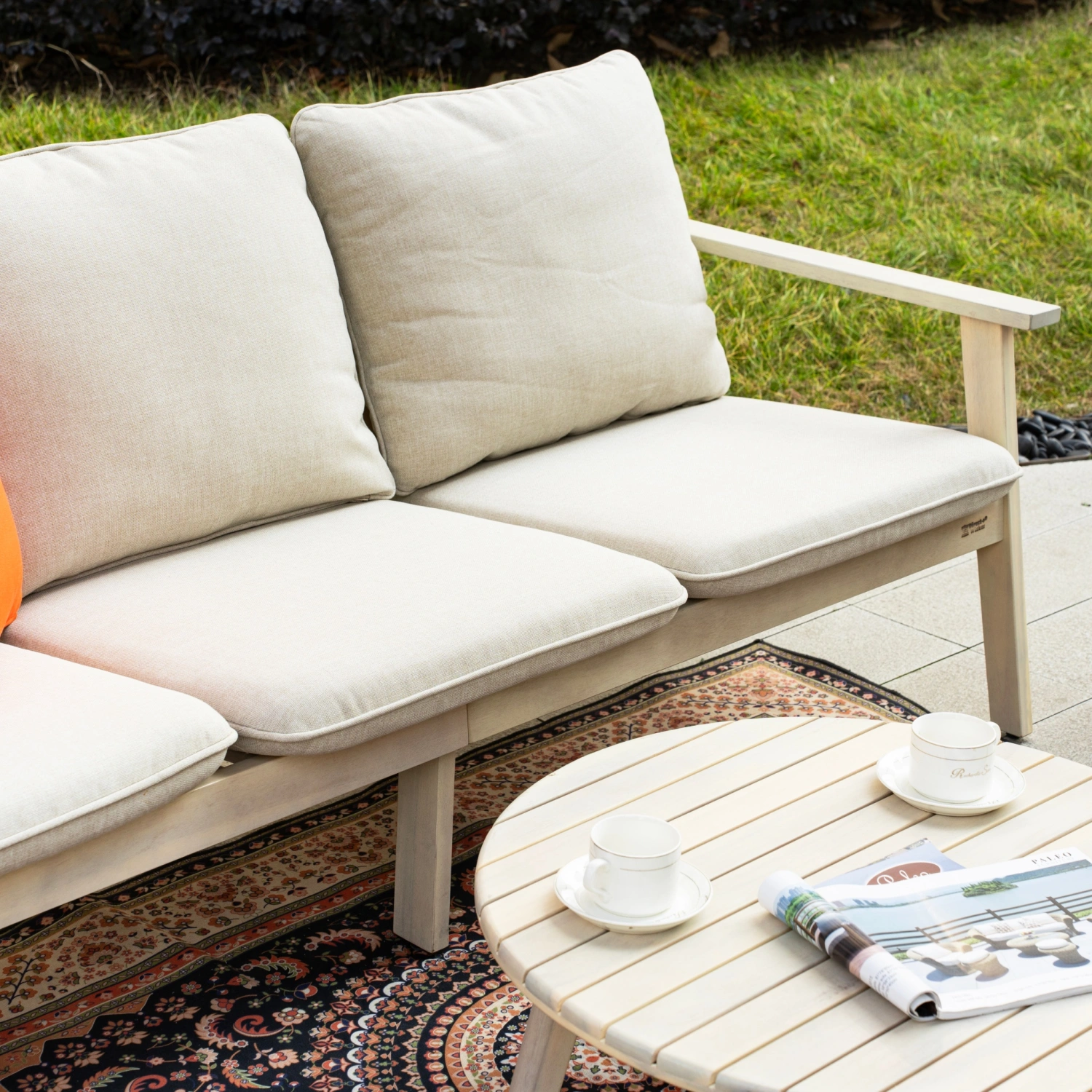 Toledo 5-Seater Wooden Outdoor Lounge Set with Round Coffee Table - Image 9