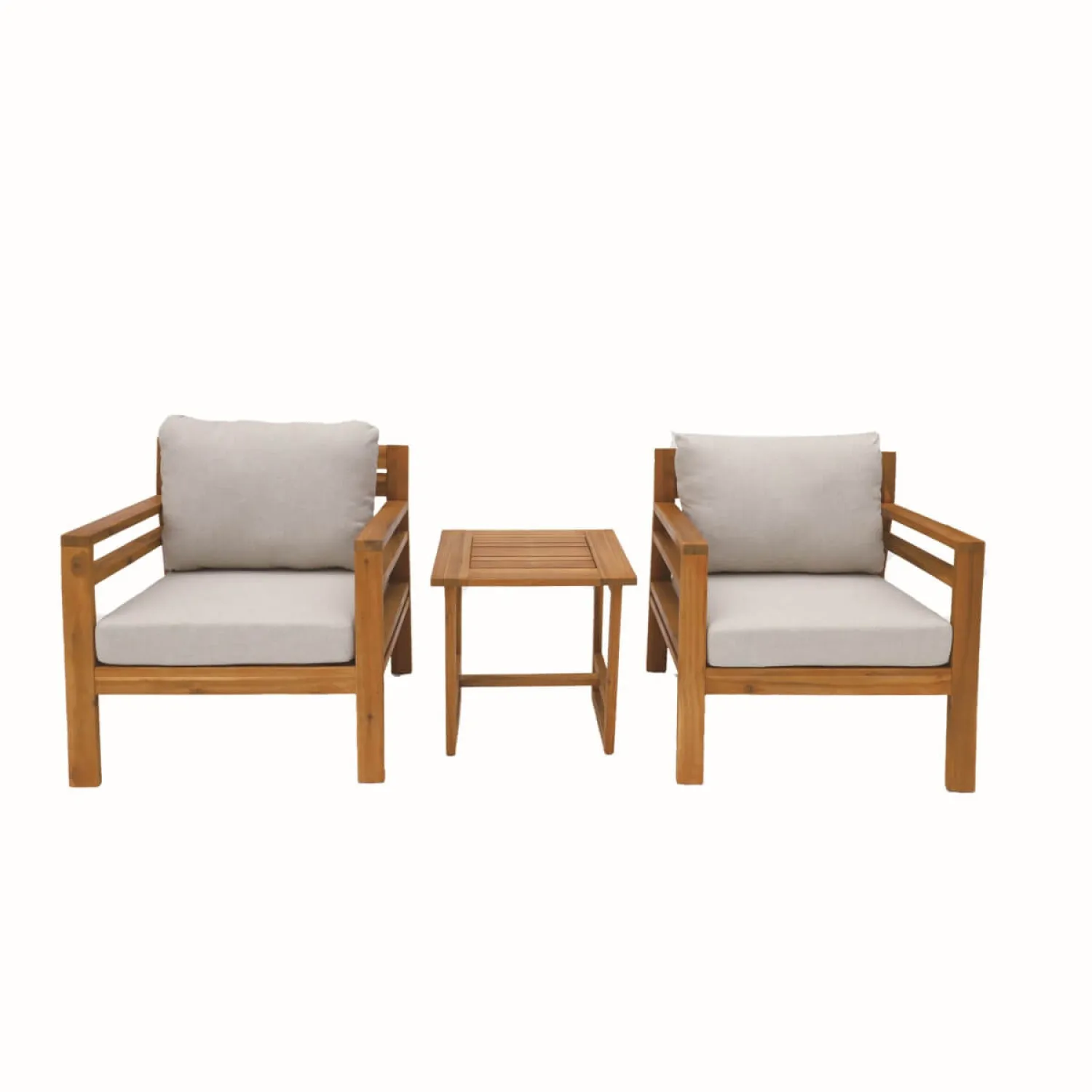 Acacia Wood 2-Seater Garden Bistro Set with Cushions - Teak Finish - Image 7