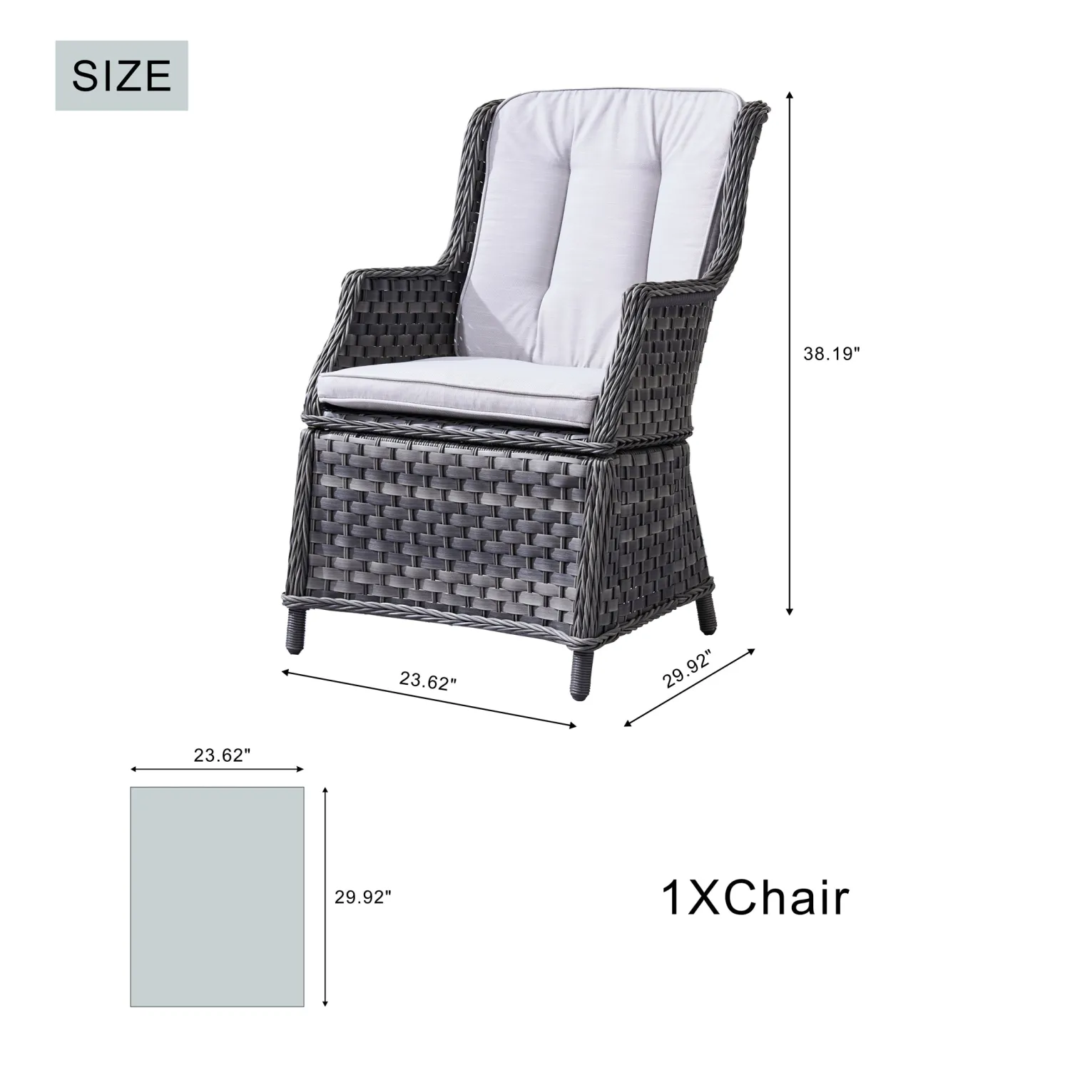 Rattan Outdoor Dining Set, 4 Seater Set, in Brown & Grey, with a Round Table & Tempered Glass Top - Image 11
