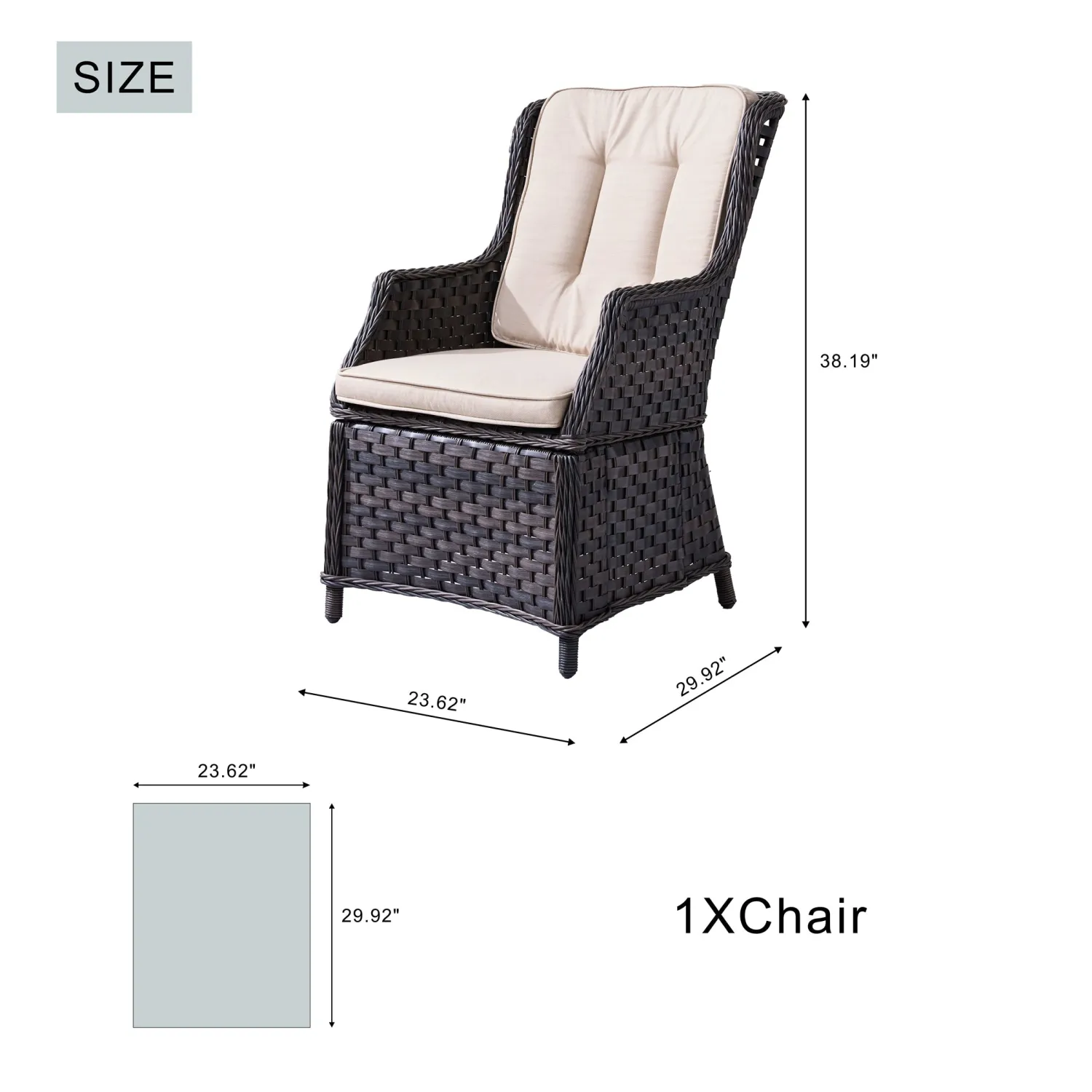 Rattan Outdoor Dining Set, 4 Seater Set, in Brown & Grey, with a Round Table & Tempered Glass Top - Image 14