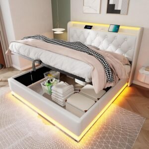 Luxury Velvet Ottoman Storage Bed Frame with Gas