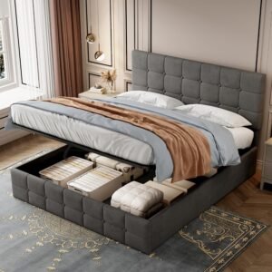 NEW OTTOMAN PANEL WING PLUSH VELVET UPHOLSTERED BED
