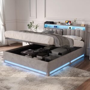 Upholstered Bed with Wireless Charging Hydraulic Storage Bed